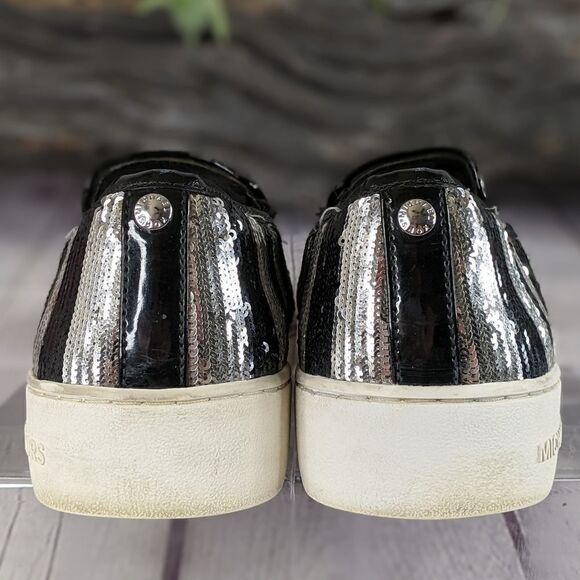 MICHAEL KORS Keaton Striped Sequin Slip-On, Black/Silvertone - Picture 6 of 9